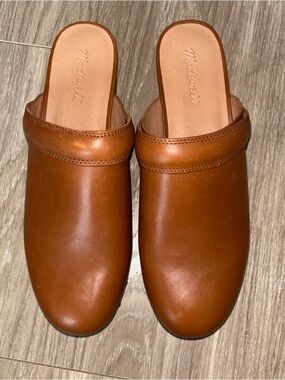Madewell Tan Leather Slide Mules